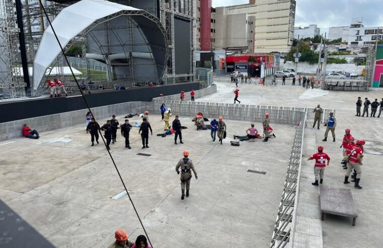 Equipes participam de simulado de incidente com múltiplas vítimas no Parque do Povo