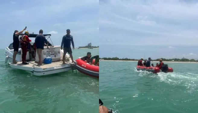 Bombeiros Resgatam Oito Pessoas à Deriva em Cabedelo Após Lancha Apresentar Falha Mecânica: Gestante e Crianças Estavam a Bordo