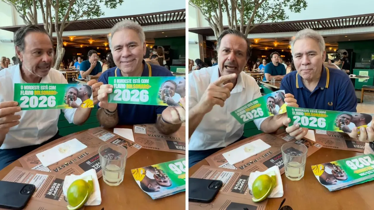 Marcelo Queiroga, crítico de Lula, surge com adesivos de Flávio Bolsonaro em vídeo, gerando polêmica sobre campanha antecipada