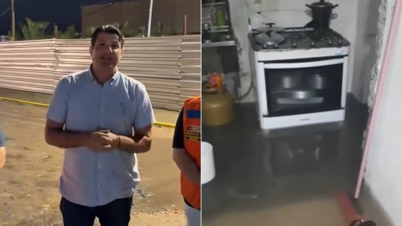 Chuva causa transtornos e prefeito vira a noite acompanhando os estragos