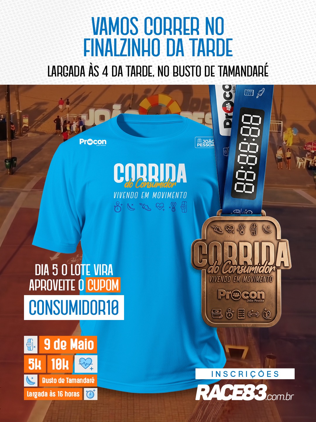 Corrida do Consumidor em Tambaú chega à terceira edição com pagode de Gil Junior e percursos de até 10 km; inscrições acabam terça