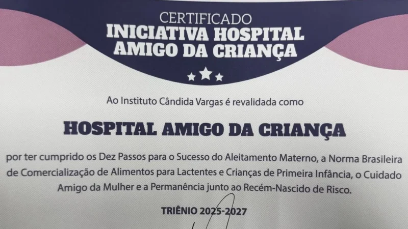 Instituto Cândida Vargas: Hospital Amigo da Criança renova título e Banco de Leite recebe certificação da Fiocruz para fortalecer o aleitamento materno em João Pessoa