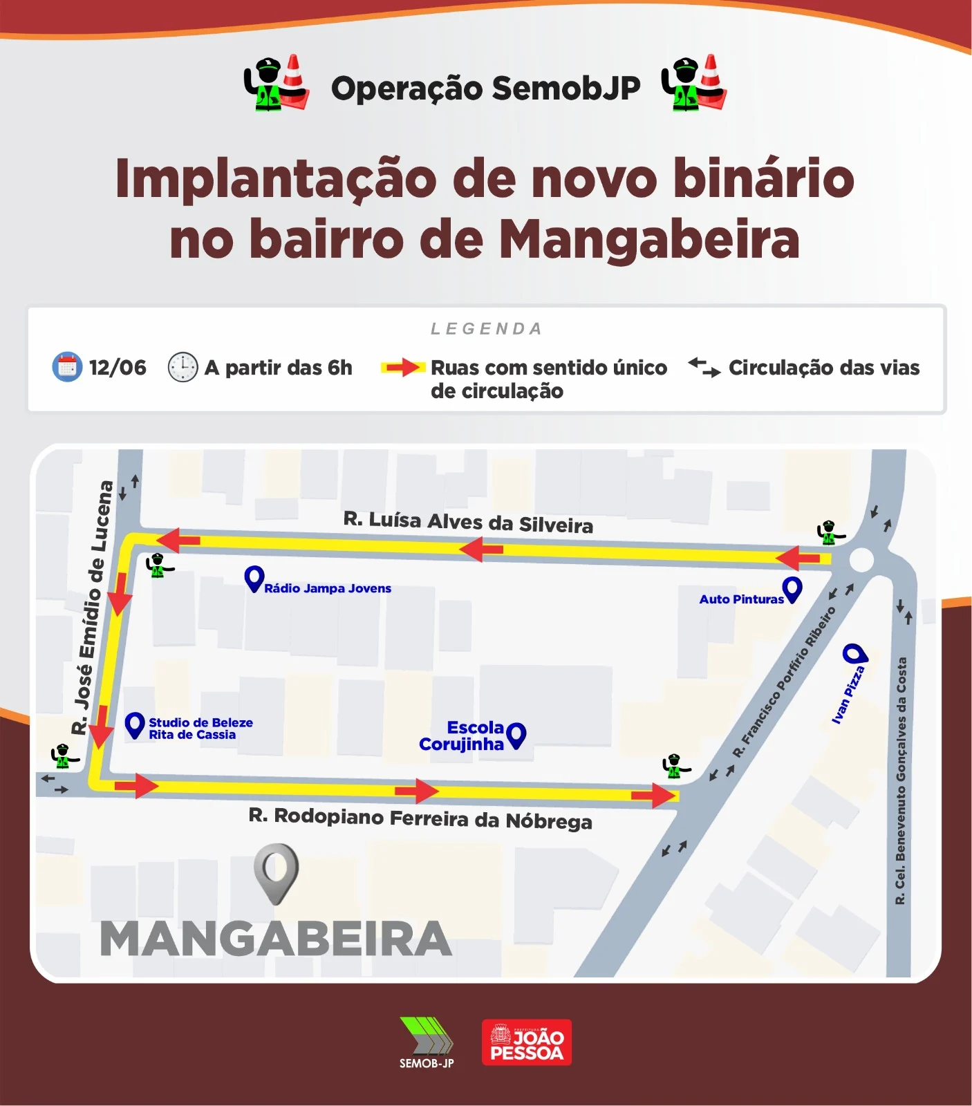Novo Binário em Mangabeira II: Semob-JP Implementa Mudanças para Agilizar e Segurançar o Trânsito Local