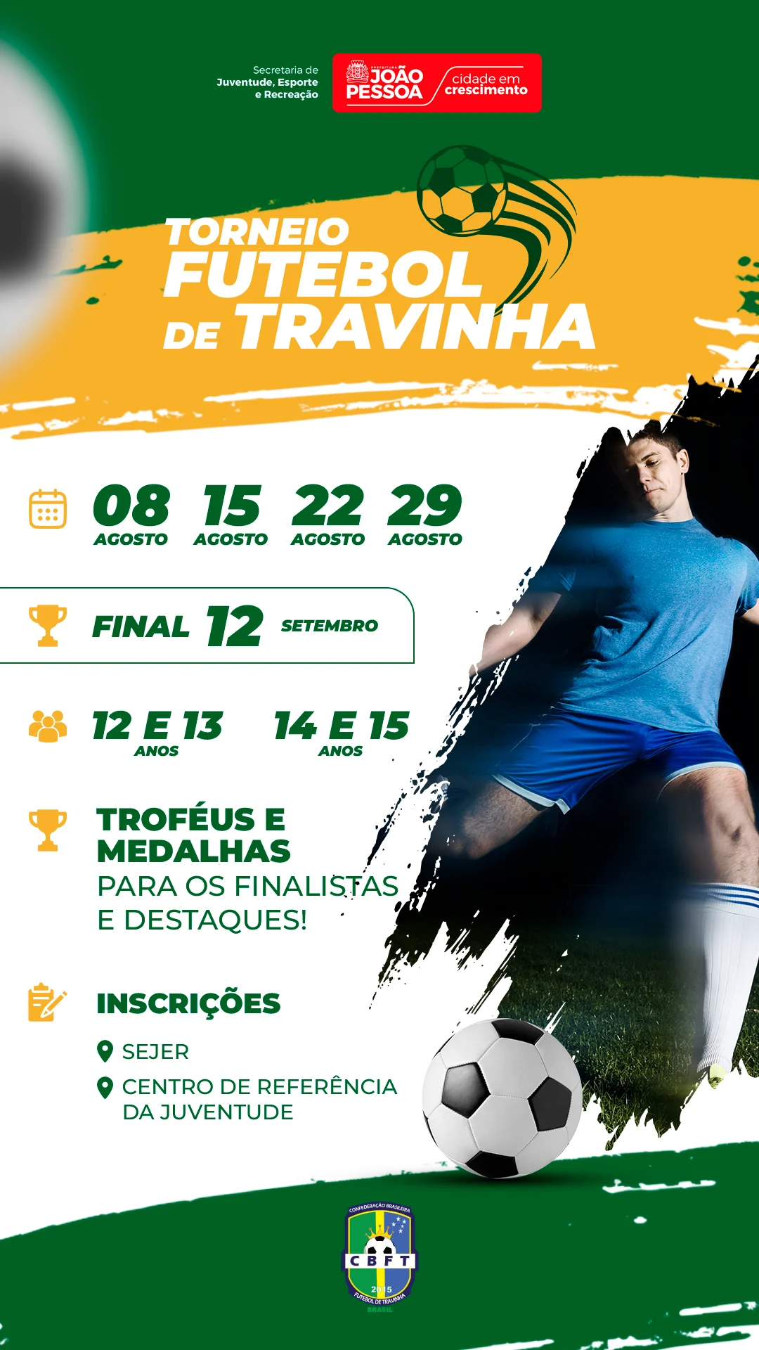 Torneio de Futebol Travinha em João Pessoa: Jovens de 12 a 15 anos terão competição com foco em esporte e cidadania em agosto