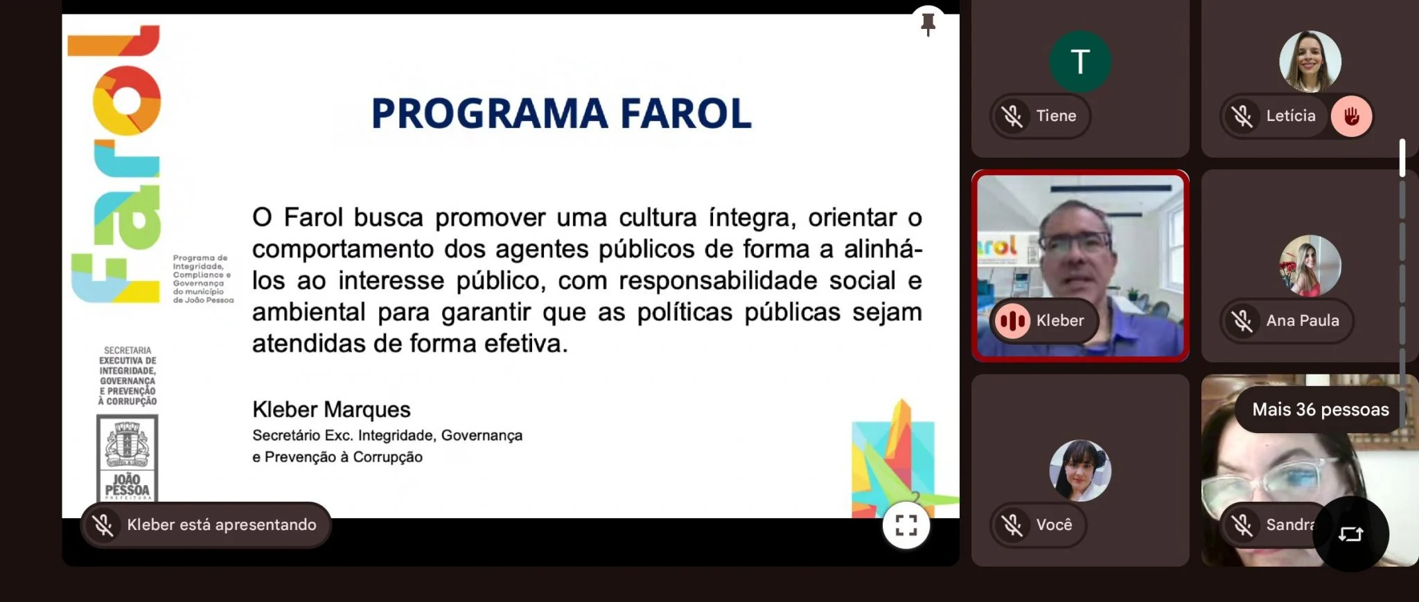 Ética no Serviço Público: SEIG capacita servidores da Prefeitura de João Pessoa com foco em Confiança e Eficiência