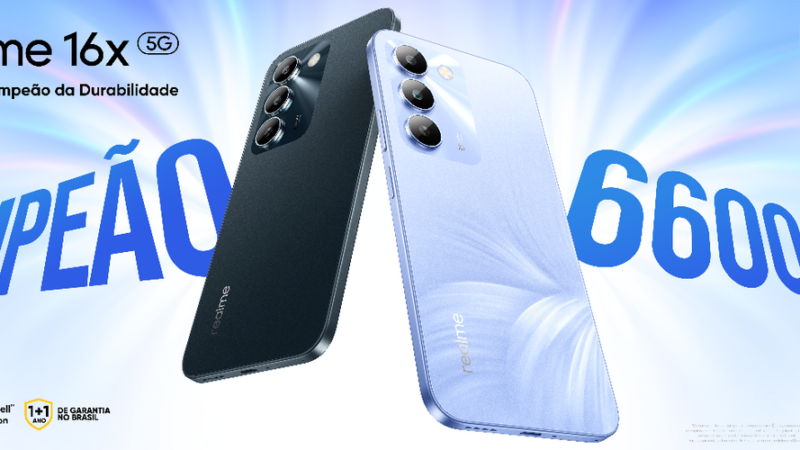 Com bateria de 6.600 mAh, realme 16x 5G chega ao Brasil