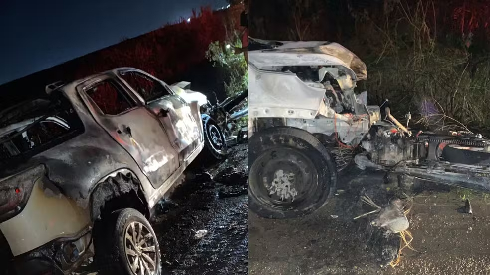 Acidente entre caminhonete e moto provoca incêndio e deixa feridos na PB-057